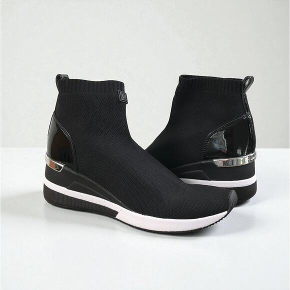 MICHAEL MICHAEL KORS Skyler Stretch-Knit Sock Sneaker Bootie Sz10 Black Stylish - Picture 2 of 13